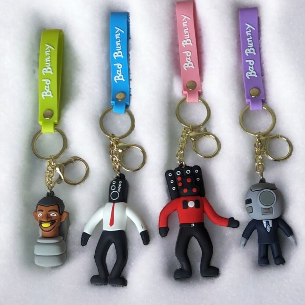 Skibidi Toilet Keychain 4Pcs -Goodie Bag filler, Favor, Fun Collectable, Gifts